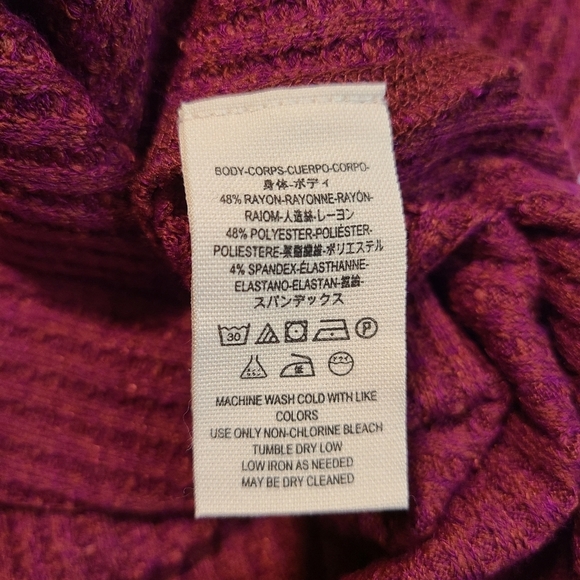 Free People Mountaineer Lace Up Statement Sleeve Thermal Sweater Burgundy SM - Picture 7 of 9